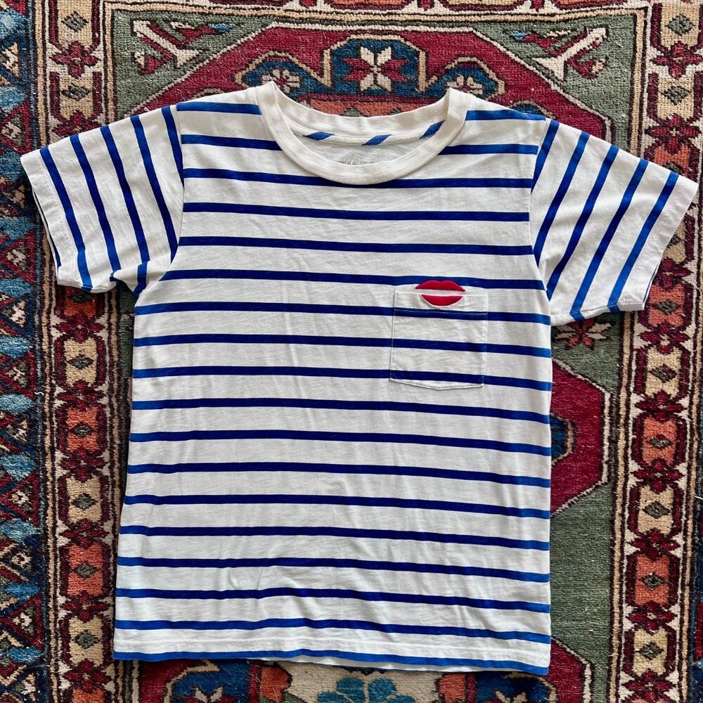 J Crew Women's "I Beg Your Pardon" Striped T Shirt
